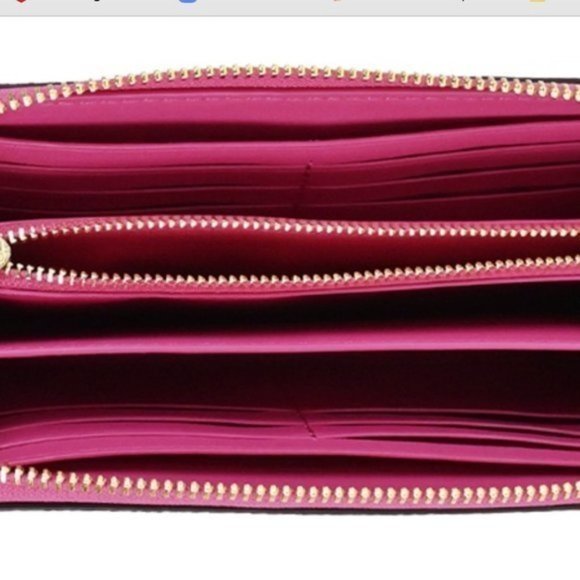 COACH Leather Long Zip Around Phone Wallet Detachable Sporty Strap Bold Pink NWT - Picture 6 of 9